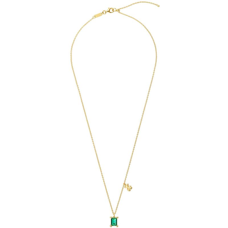 TOUS - Collar corto motivo oso con baño de oro 18 kt sobre plata y esmeralda creada en laboratorio Bold Bear LGG