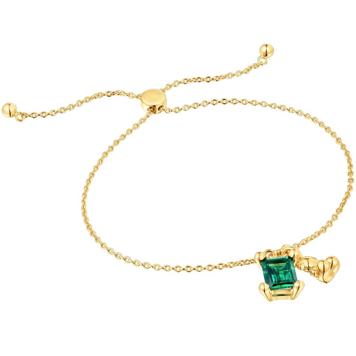 TOUS - Pulsera cadena motivo oso con baño de oro 18 kt sobre plata y esmeralda creada en laboratorio Bold Bear LGG