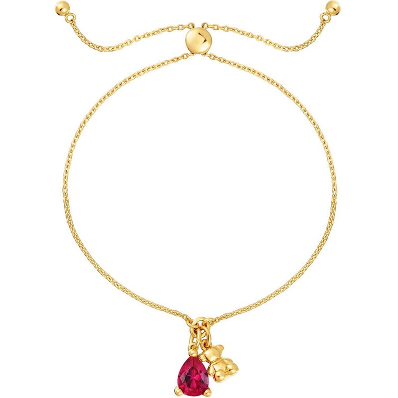 TOUS - Pulsera cadena motivo oso con baño de oro 18 kt sobre plata y rubí creado en laboratorio Bold Bear LGG
