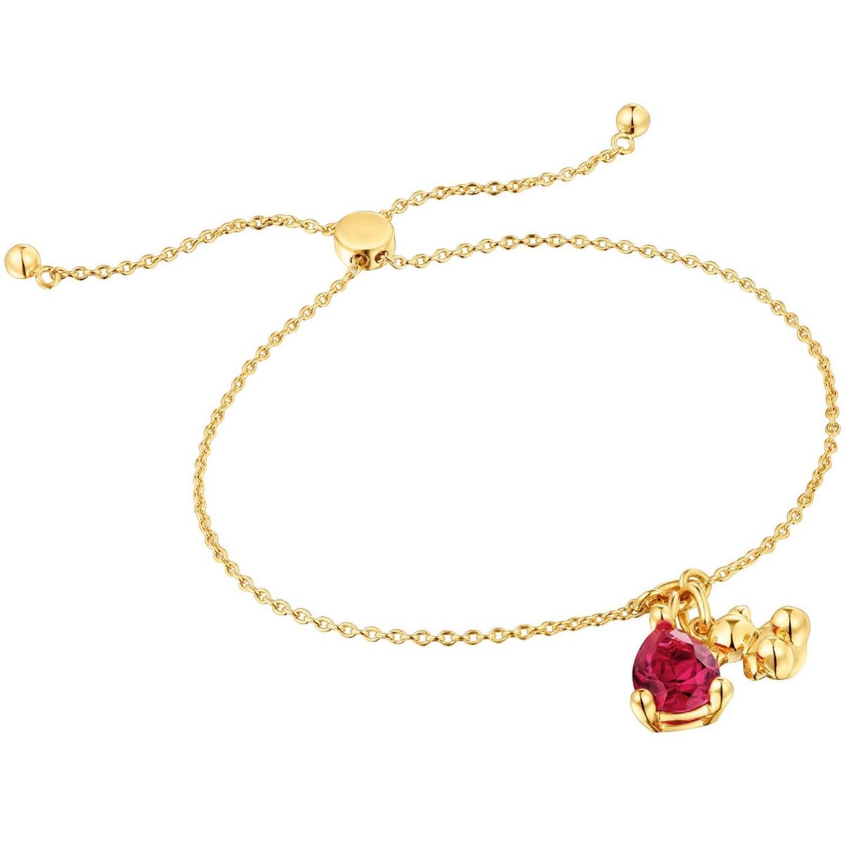 TOUS - Pulsera cadena motivo oso con baño de oro 18 kt sobre plata y rubí creado en laboratorio Bold Bear LGG