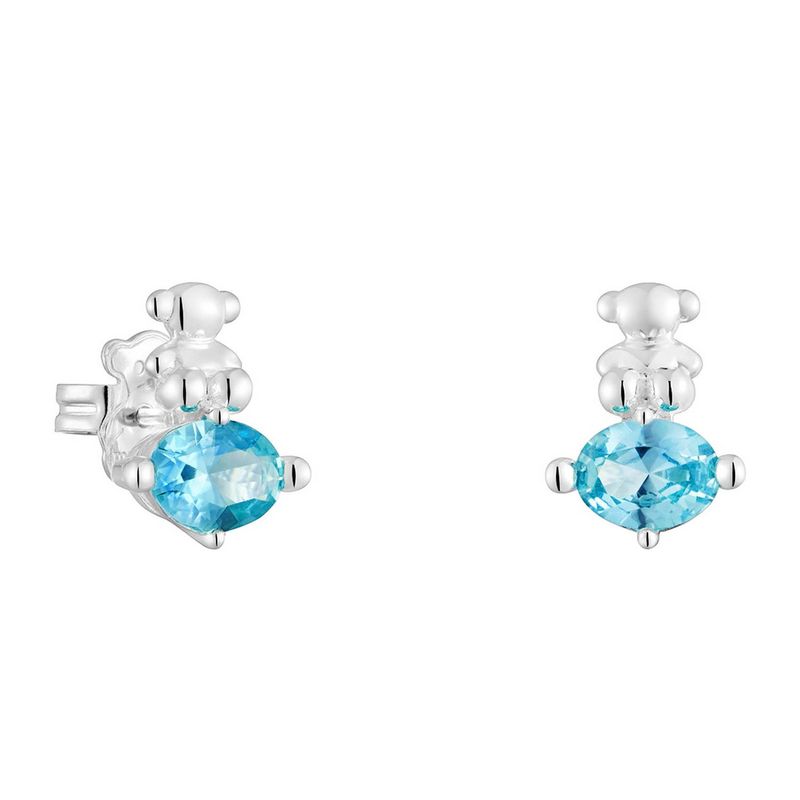 TOUS - Aretes motivo oso de plata y zafiro azul creado en laboratorio Bold Bear LGG
