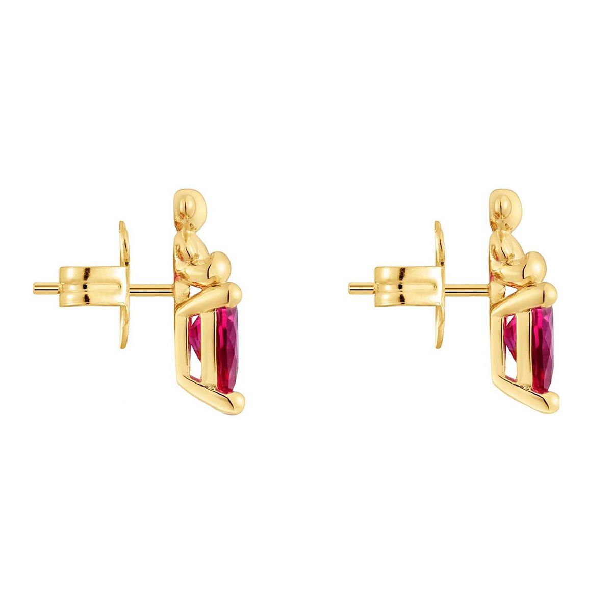 TOUS - Aretes motivo oso con baño de oro 18 kt sobre plata y rubí creado en laboratorio Bold Bear LGG