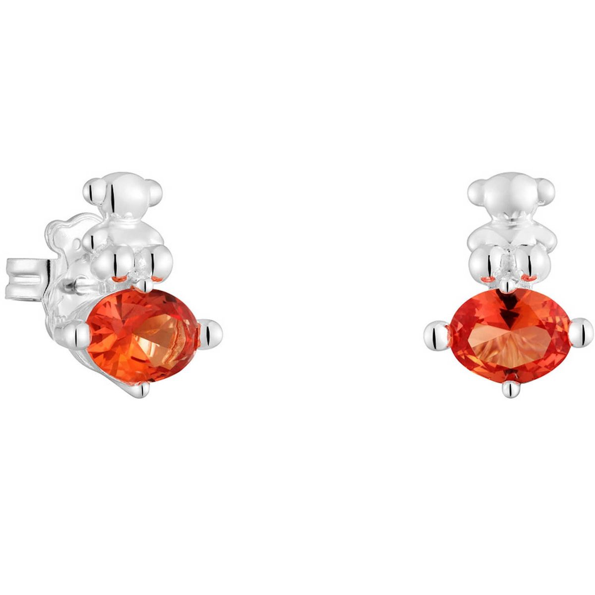 TOUS - Aretes motivo oso de plata y zafiro naranja creado en laboratorio Bold Bear LGG