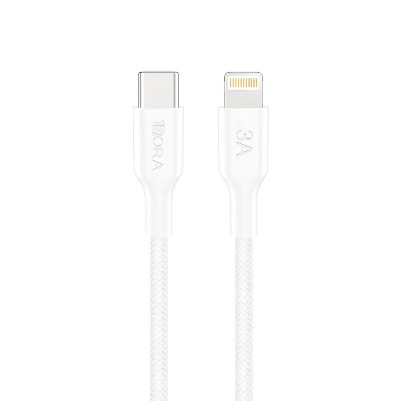 1 HORA - Cable tipo C a tipo Ligthning  3A/60w Nylon trenzado 1Mt Carga Rápida 1 Hora