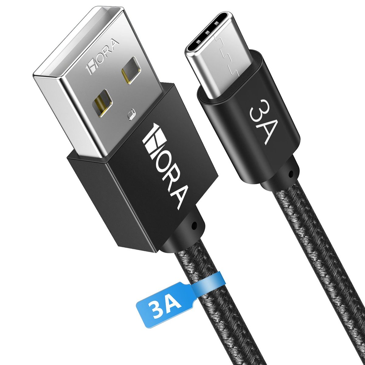 1 HORA - Cable USB a tipo C 3A Nylon trenzado 1Mt Carga Rápida 1 Hora