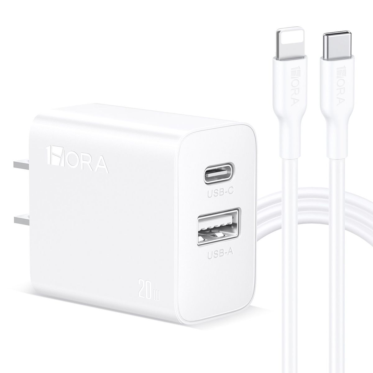 1 HORA - Turbo Cargador Doble puerto +USB a Ligthning  3A 20W  Carga Rápida 1 Hora