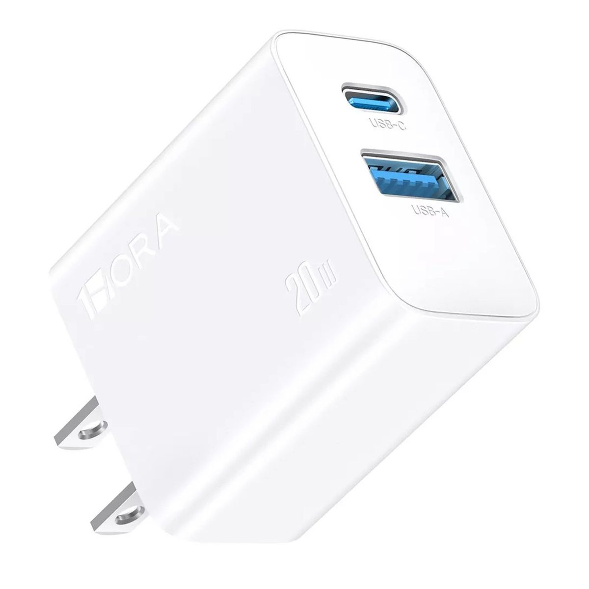 1 HORA - Cubo cargador Doble puerto USB+ C 3A 20W Carga Rápida 1 Hora