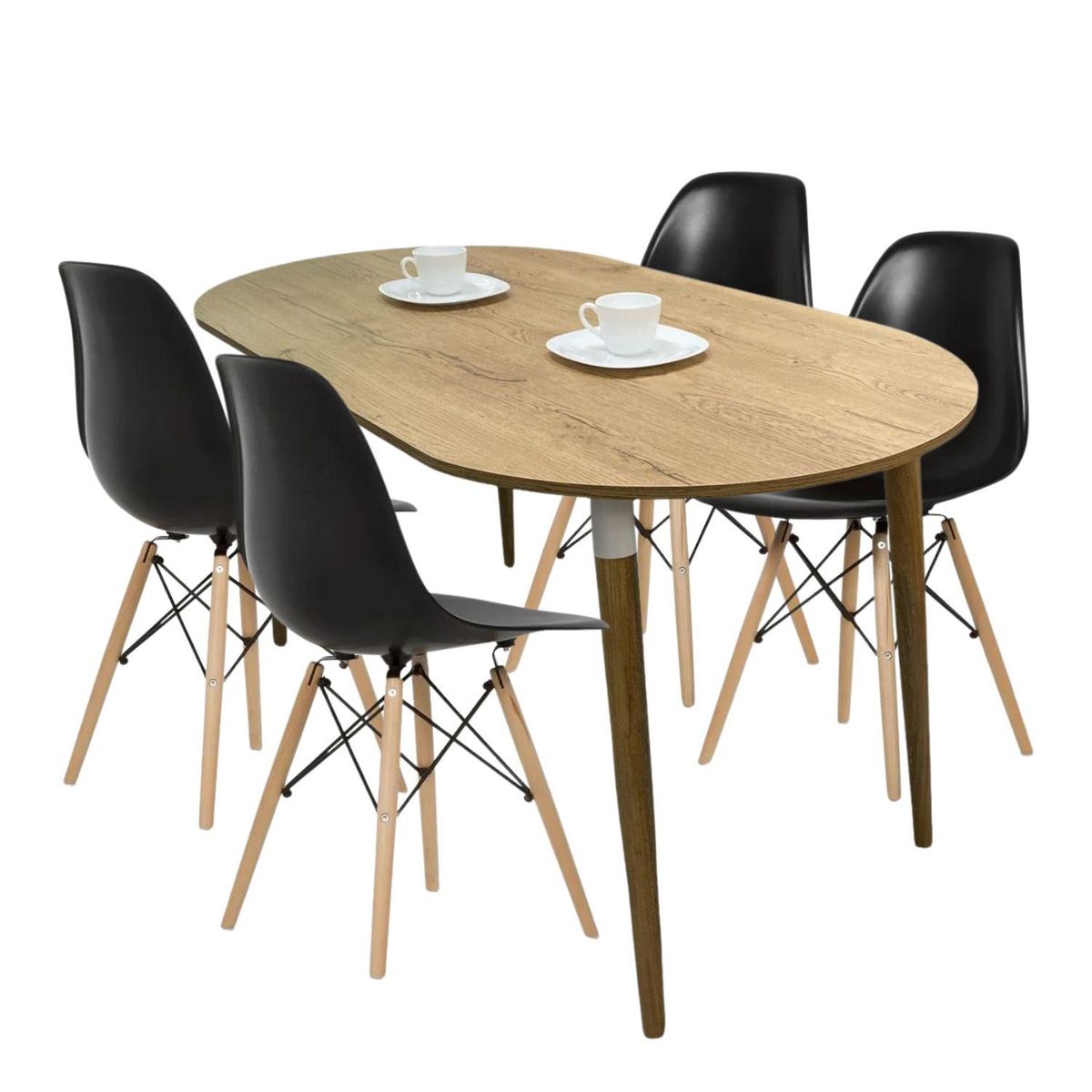 EKONOMODO - Juego de Comedor para 4 Personas (Comedor + 4 Sillas) Zell  Ekonomodo 