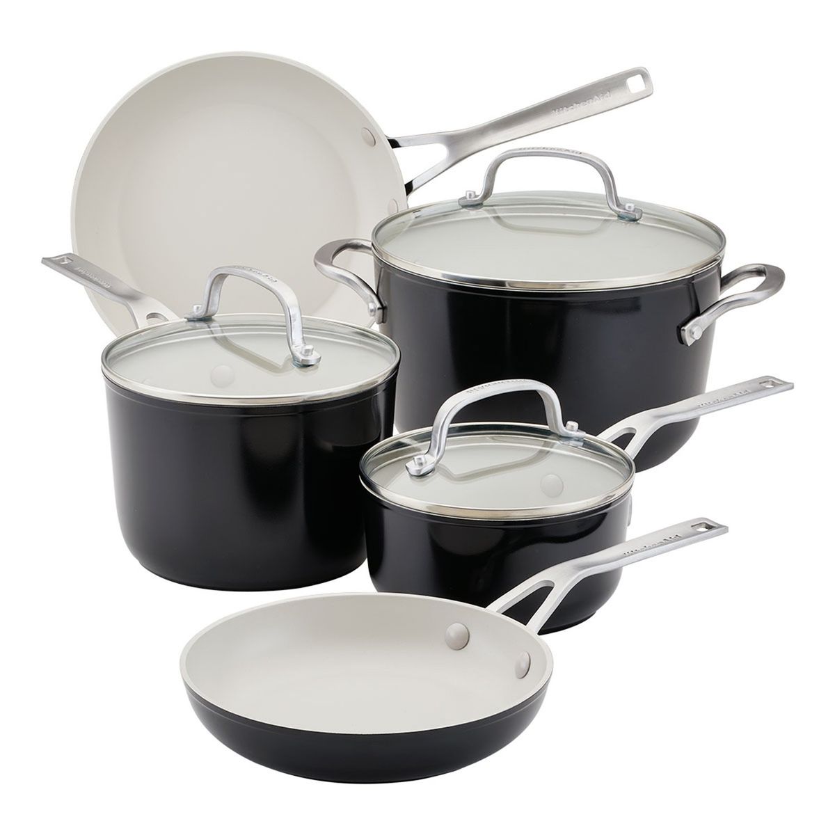 KITCHENAID - Juego de ollas Kitchenaid: Antiadherente Cerámico. Bateria Antiadherente 8 piezas