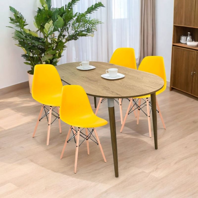 EKONOMODO - Juego de Comedor para 4 Personas (Comedor + 4 Sillas) Zell  Ekonomodo 