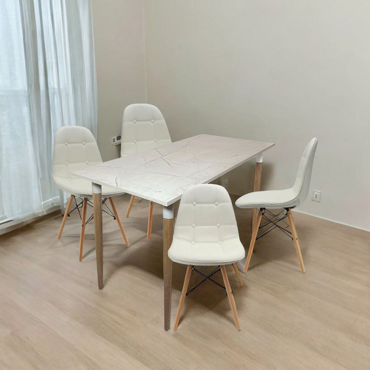 EKONOMODO - Juego de Comedor para 4 Personas (Comedor + 4 Sillas) Haby  Ekonomodo 