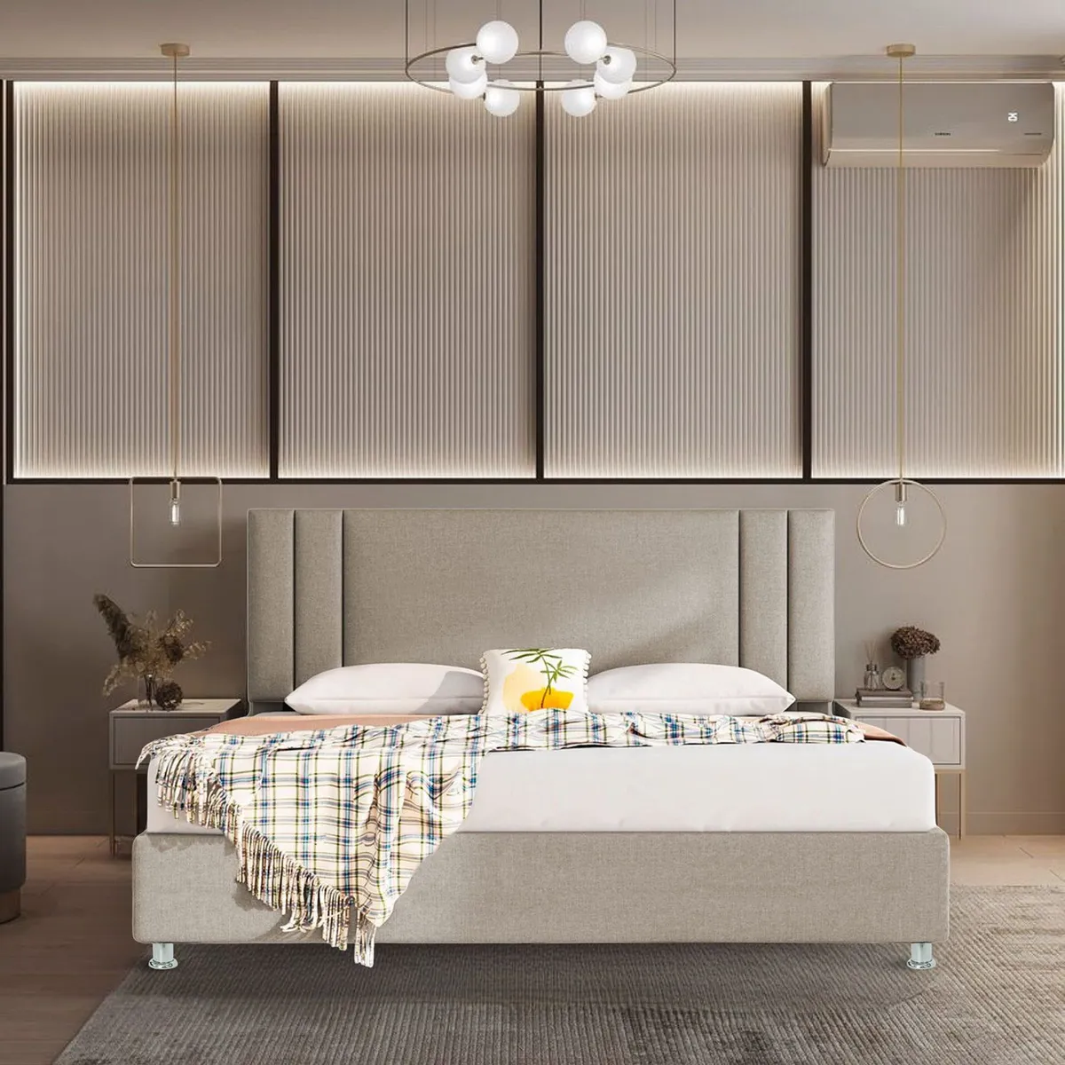 EKONOMODO - Colchón con Base Cama + Cabecero  Firmeza Media Ortopédico  Resortado Lupe Ekonomodo 