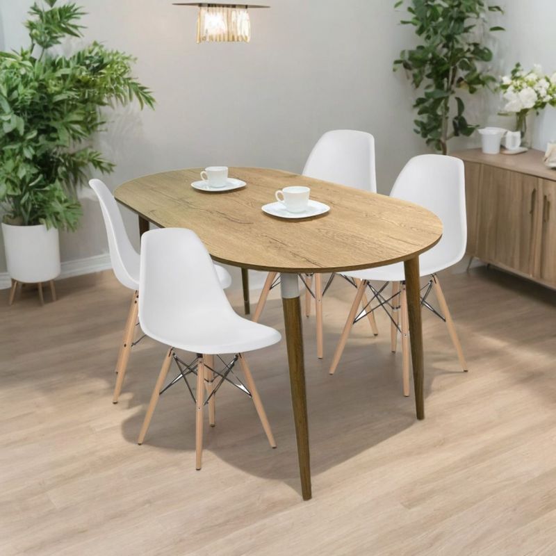 EKONOMODO - Juego de Comedor para 4 Personas (Comedor + 4 Sillas) Zell  Ekonomodo 