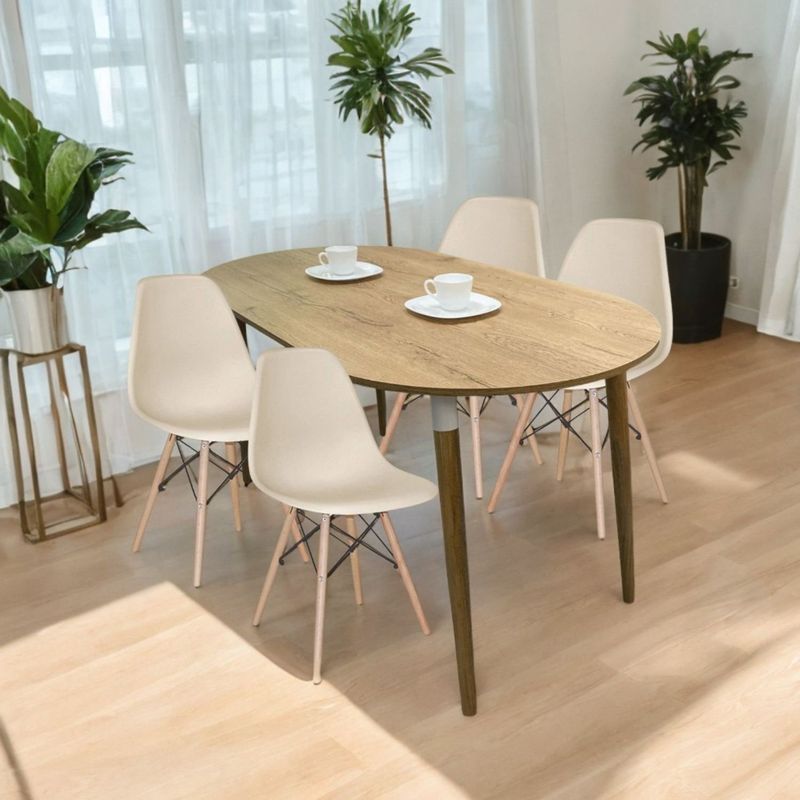 EKONOMODO - Juego de Comedor para 4 Personas (Comedor + 4 Sillas) Zell  Ekonomodo 