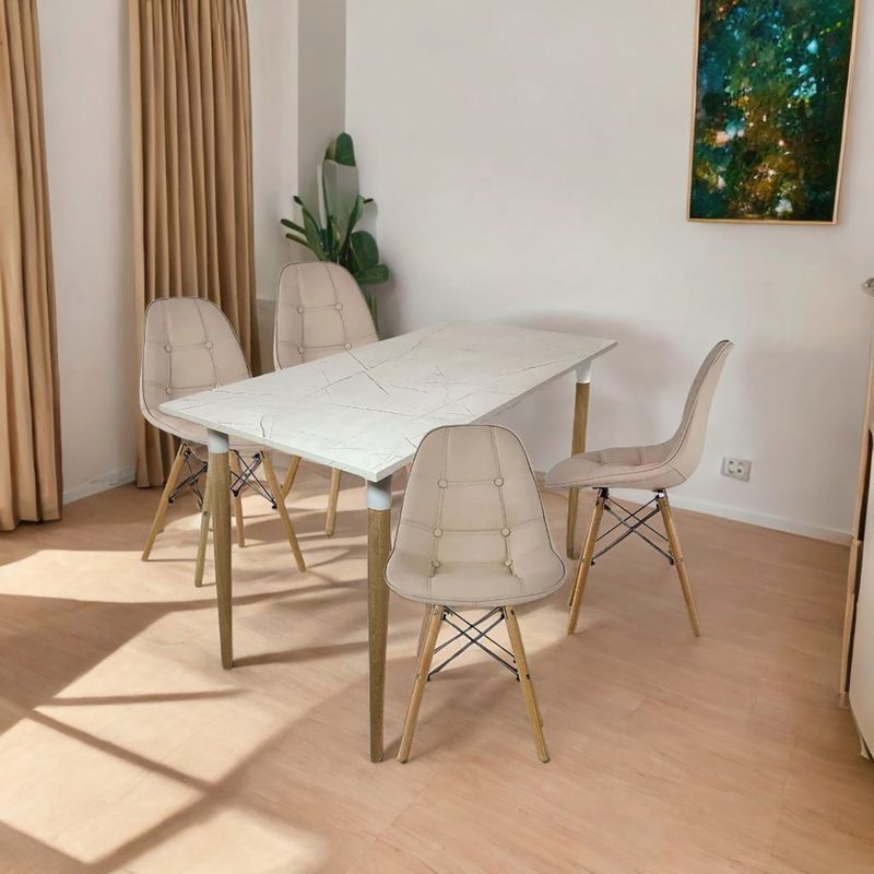 EKONOMODO - Juego de Comedor para 4 Personas (Comedor + 4 Sillas) Haby  Ekonomodo 