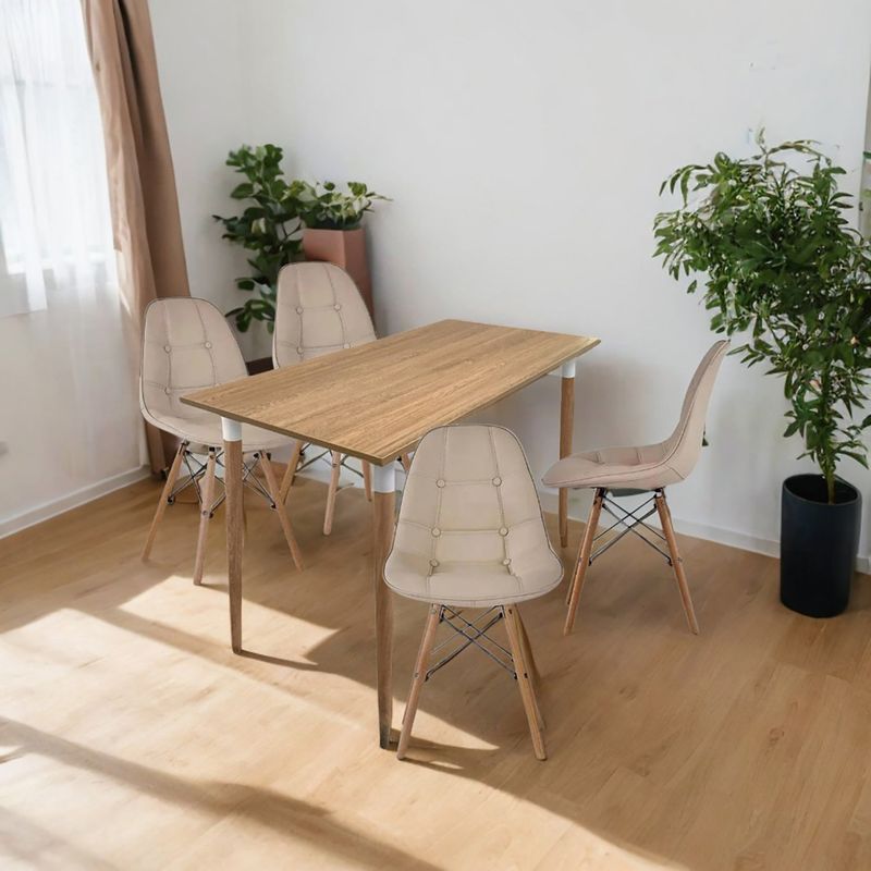 EKONOMODO - Juego de Comedor para 4 Personas (Comedor + 4 Sillas) Kano  Ekonomodo 