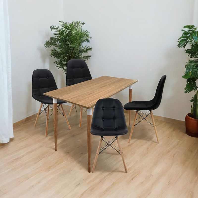 EKONOMODO - Juego de Comedor para 4 Personas (Comedor + 4 Sillas) Kano  Ekonomodo 