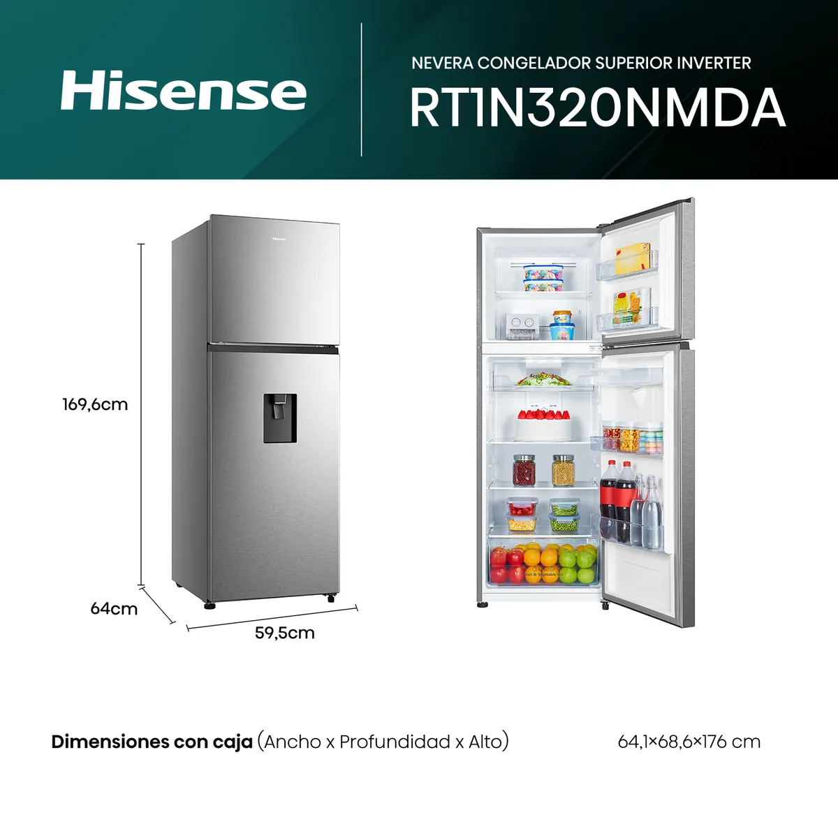 HISENSE - Nevera Congelador superior Hisense 325 lts Netos BCD-320