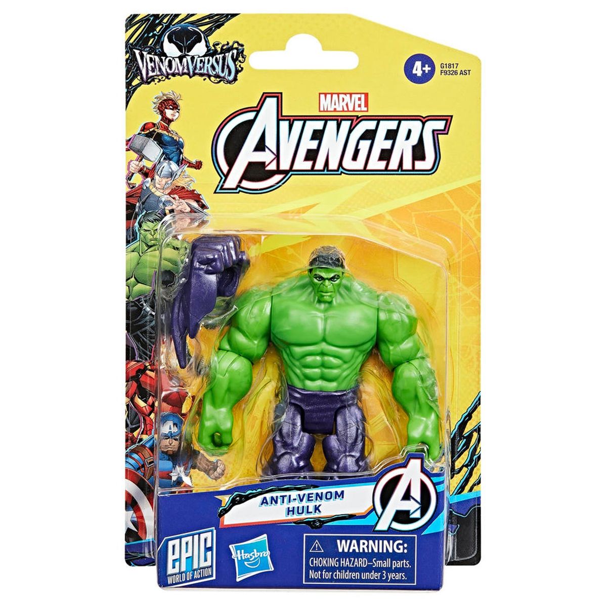 MARVEL - Figura de Accion Marvel Avengers VenomVersus Epic World of Anti-Venom Hulk