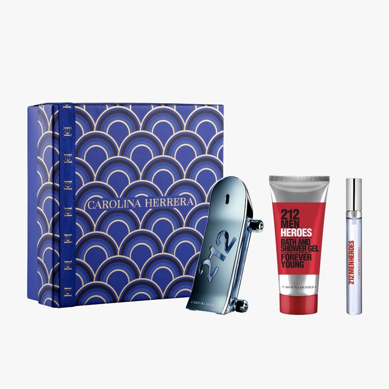 CAROLINA HERRERA - Set de Perfume Mujer Carolina Herrera Perfume 212 men EDT 90ml, gel de baño 212 men 100ml, perfume edt 212 men EDT 10ml 
