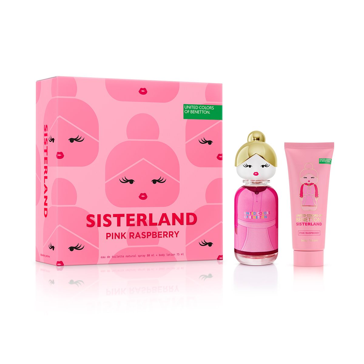 BENETTON - Set de Perfume Mujer Benetton Incluye: Perfume Sisterland Pink Raspberry Eau de toilette 80ml + Body Lotion 75ml 