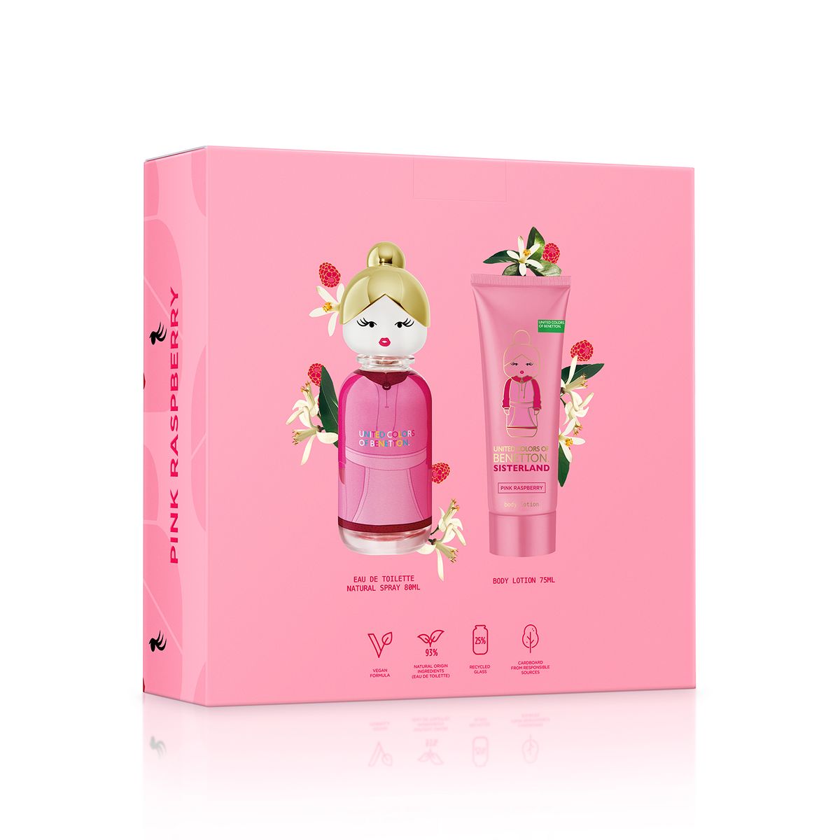 BENETTON - Set de Perfume Mujer Benetton Incluye: Perfume Sisterland Pink Raspberry Eau de toilette 80ml + Body Lotion 75ml 