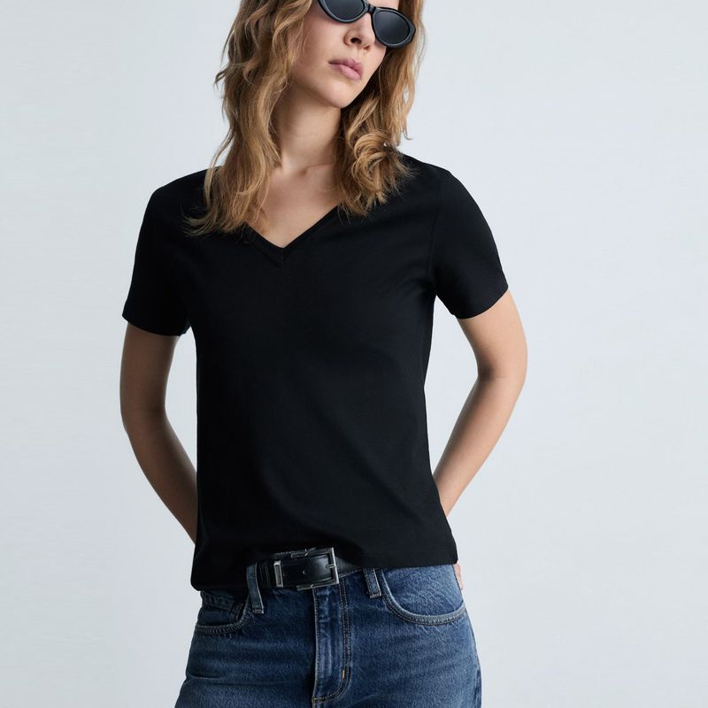 MANGO - Camiseta Mujer Manga corta de Algodón MANGO