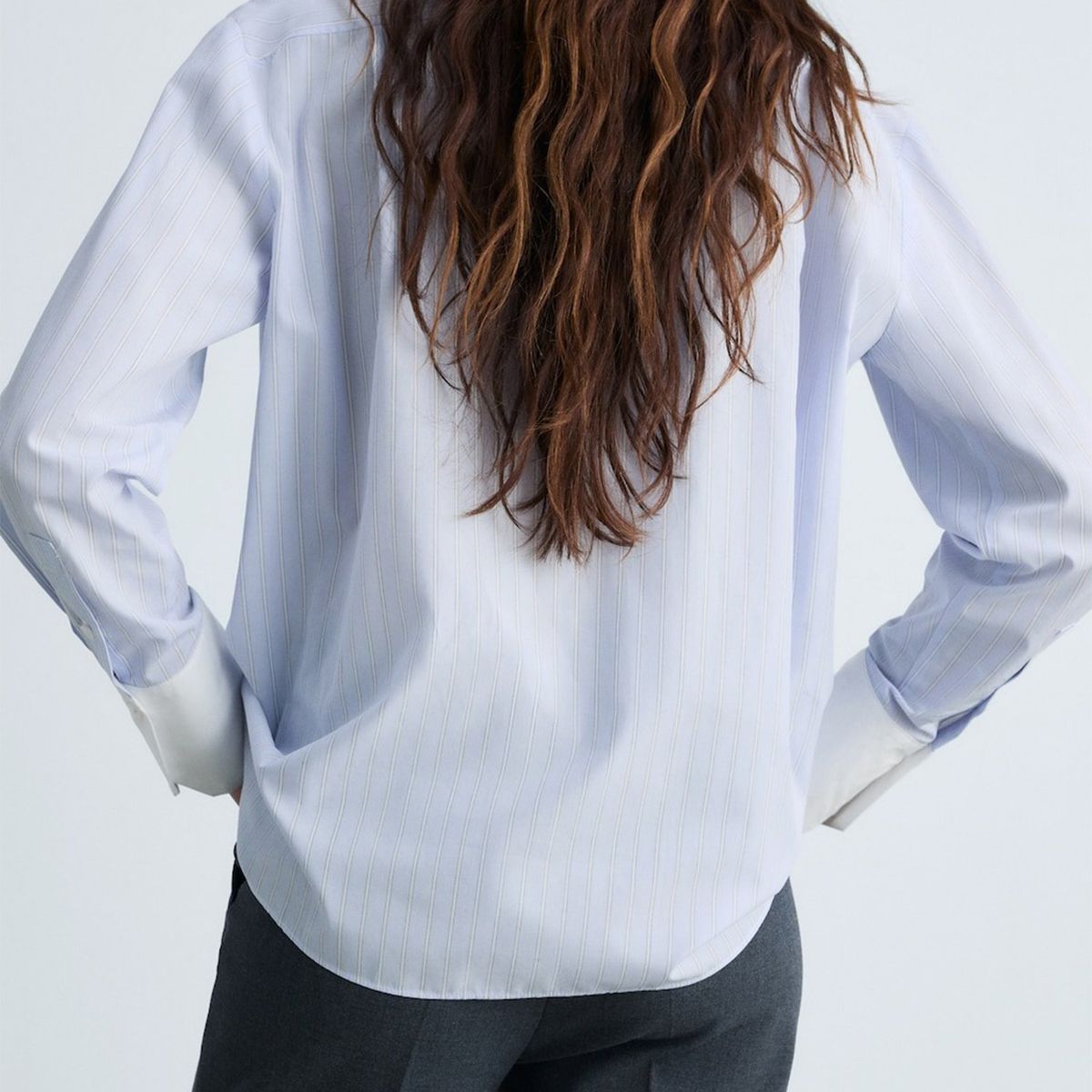 MANGO - Camisa Mujer de Rayas Manga larga de Algodón MANGO