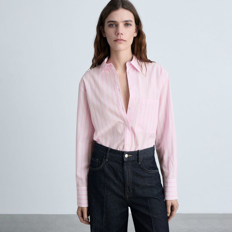 MANGO - Camisa Mujer de Rayas Manga larga Mango