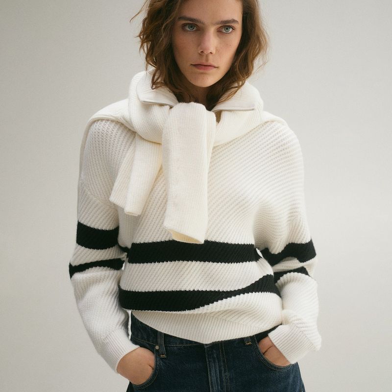MANGO - Saco Mujer de Rayas Mango
