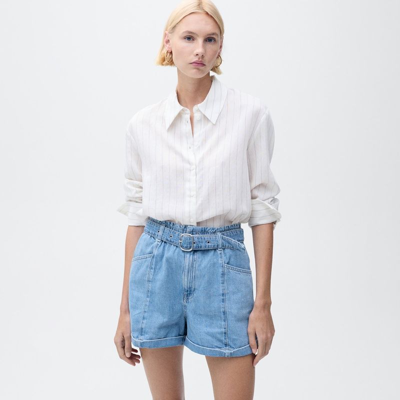 MANGO - Short de jean Mujer Tiro alto de Algodón MANGO
