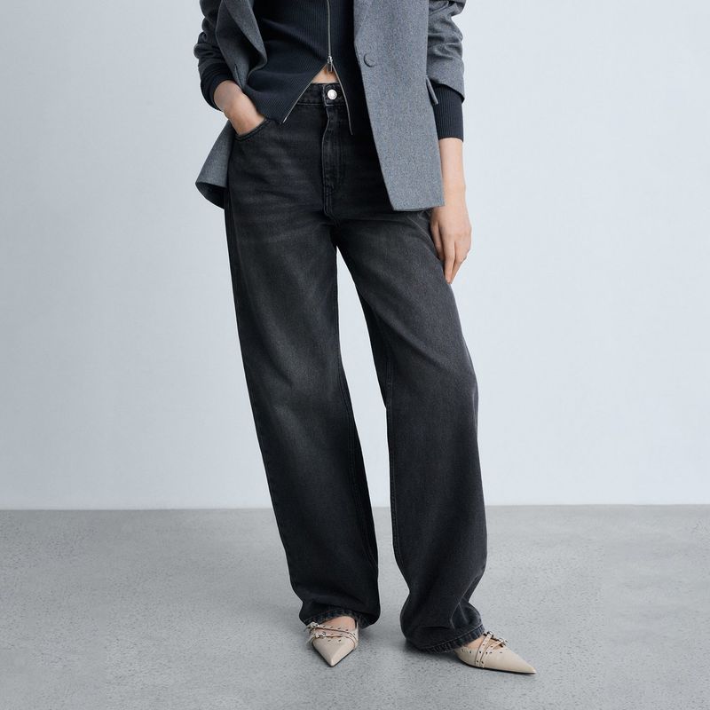 MANGO - Jean Recto Mujer Tiro alto Denim Mango