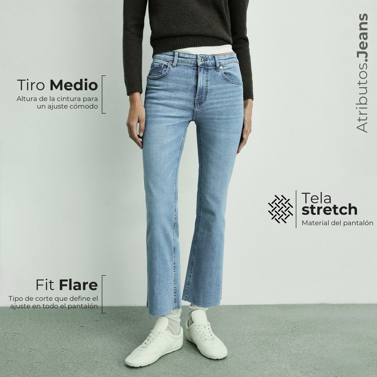 MANGO - Jean Flare Mujer Tiro medio Denim Mango