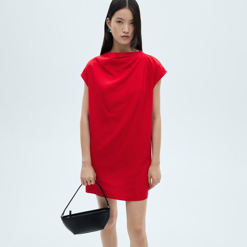 MANGO - Vestido Mujer Manga corta de Lino Mango
