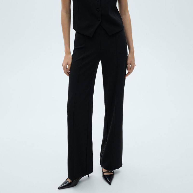 MANGO - Pantalón Recto Mujer Tiro medio Mango
