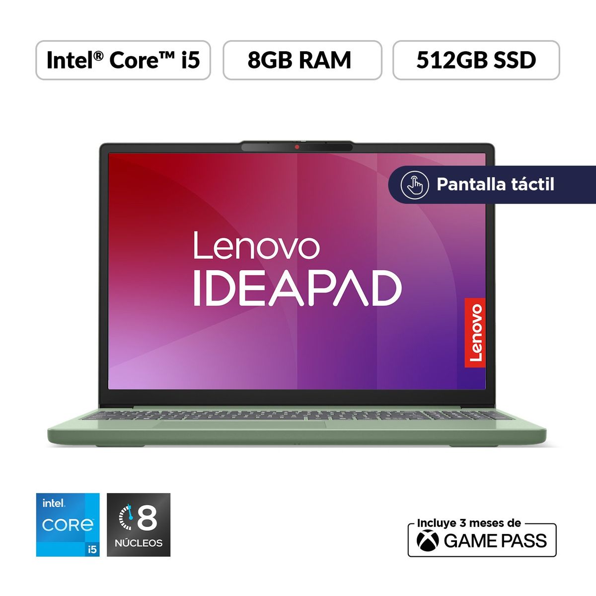LENOVO - Portátil Lenovo Ideapad Slim 3 | Intel Core i5 Serie H | 8GB de RAM | 512GB SSD de Almacenamiento | Windows 11 | Pantalla 15.3 pulgadas Touch | IP Slim 3 | Computador Portátil