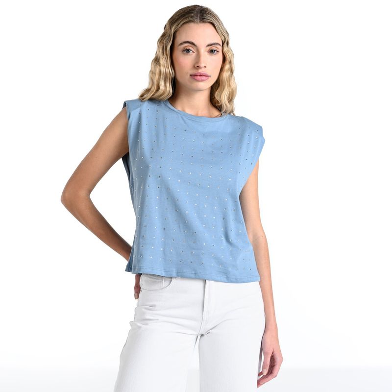 SYBILLA - Camiseta Mujer Sin mangas de Algodón Sybilla