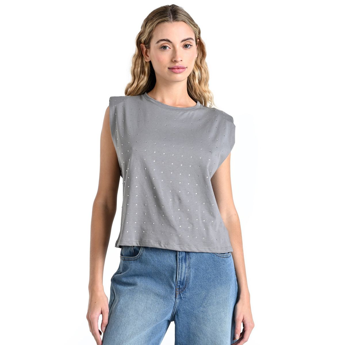 SYBILLA - Camiseta Mujer Sin mangas de Algodón Sybilla