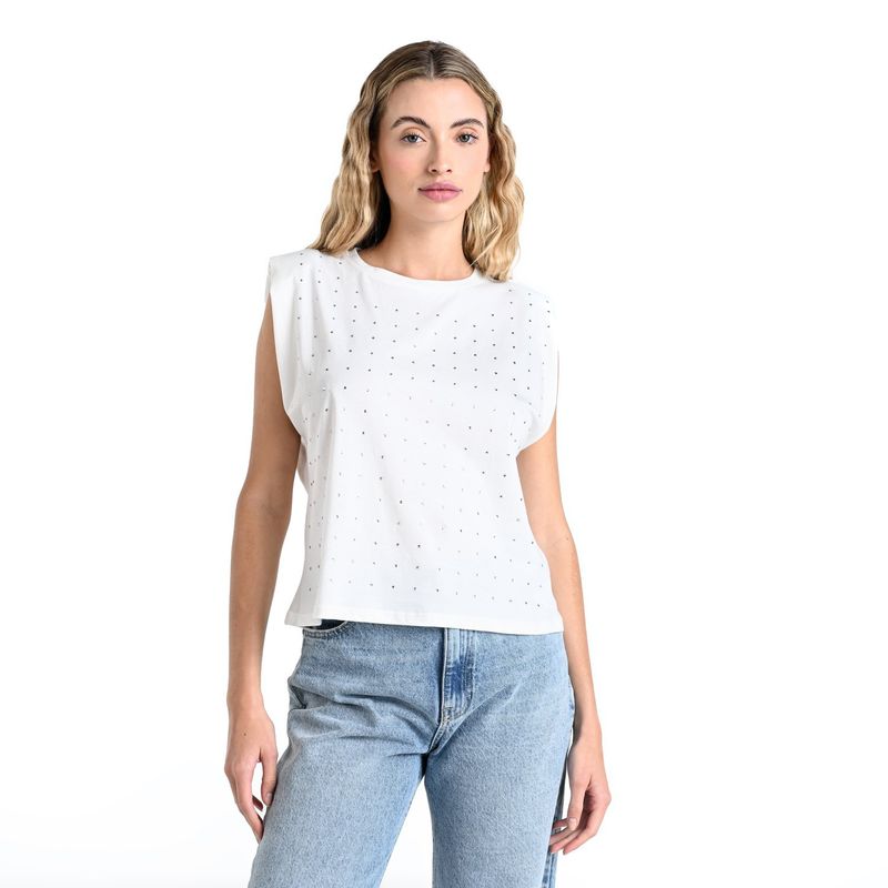 SYBILLA - Camiseta Mujer Sin mangas de Algodón Sybilla