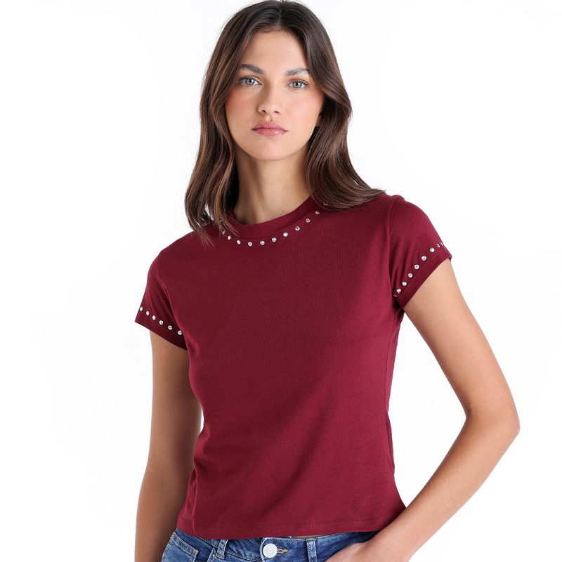 SYBILLA - Camiseta Mujer Con Taches Manga corta de Algodón Sybilla