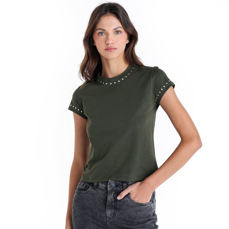 SYBILLA - Camiseta Mujer Con Taches Manga corta de Algodón Sybilla