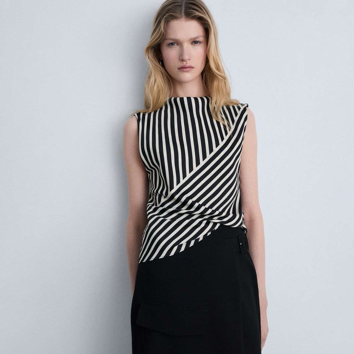 MANGO - Blusa Mujer de Rayas Sin mangas Mango 