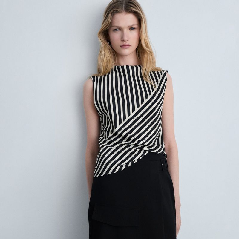 MANGO - Blusa Mujer de Rayas Sin mangas Mango 