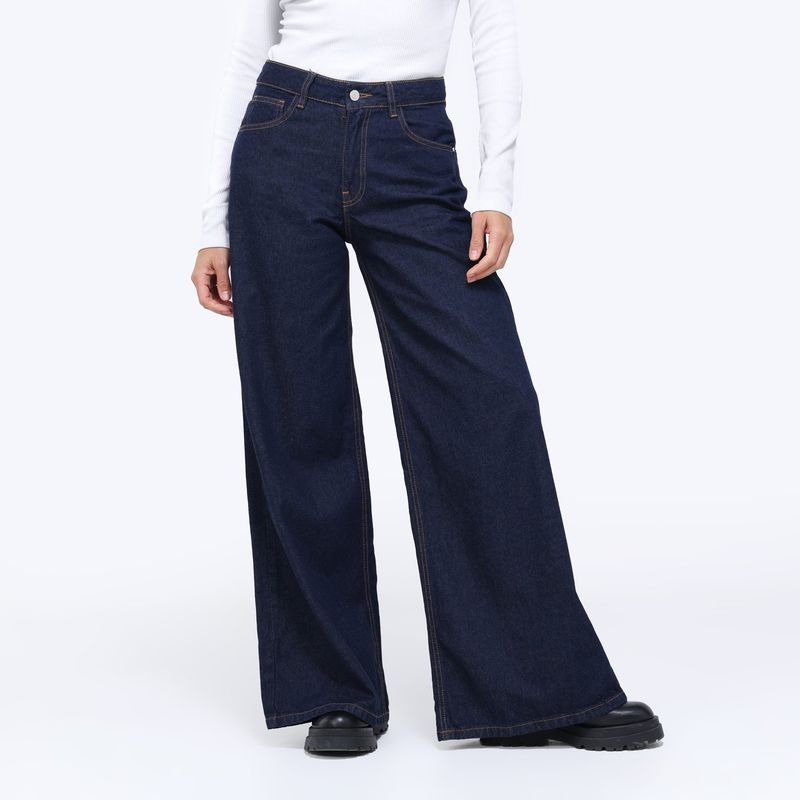 BASEMENT - Jean Wide leg Mujer Tiro medio Basement