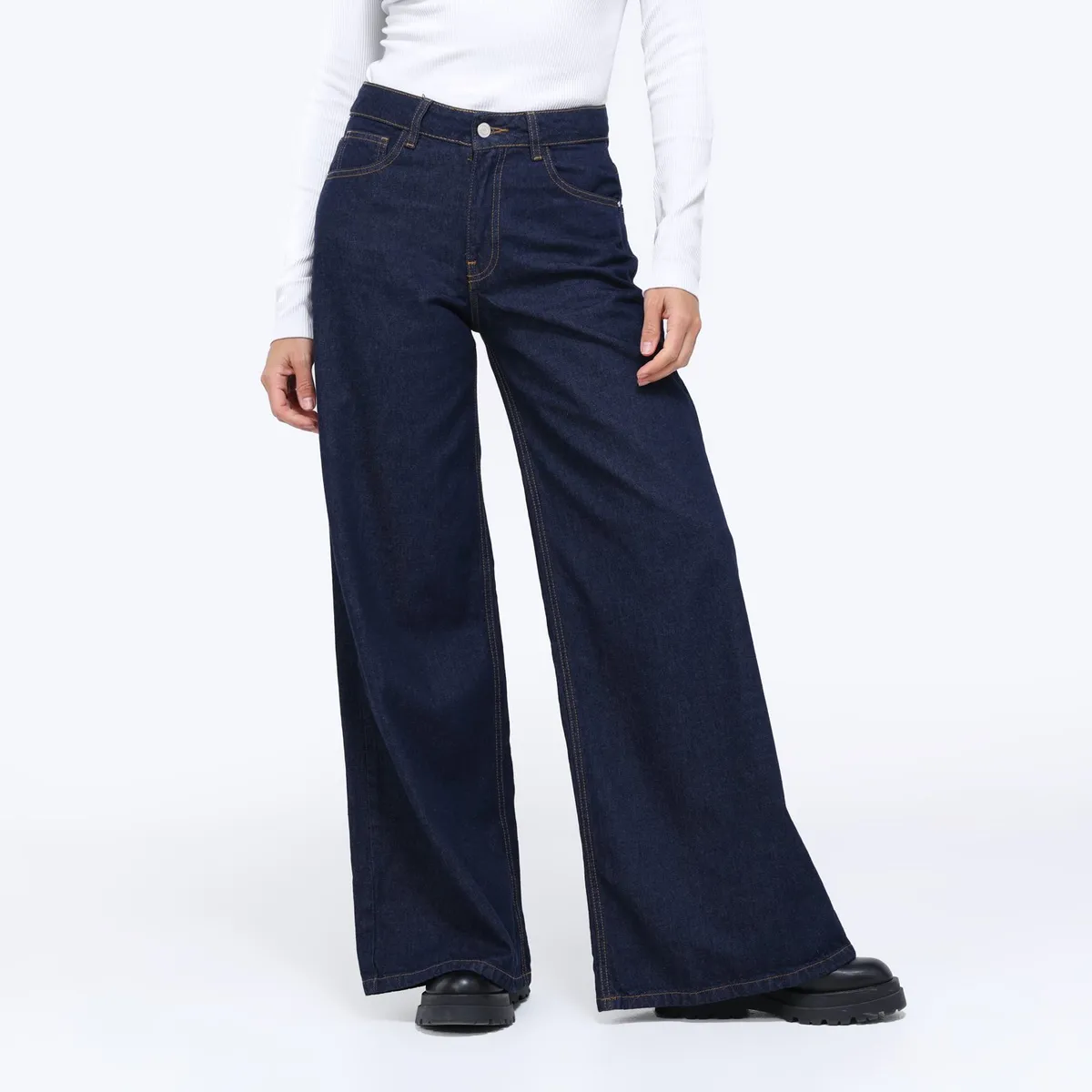 BASEMENT - Jean Wide leg Mujer Tiro medio Basement
