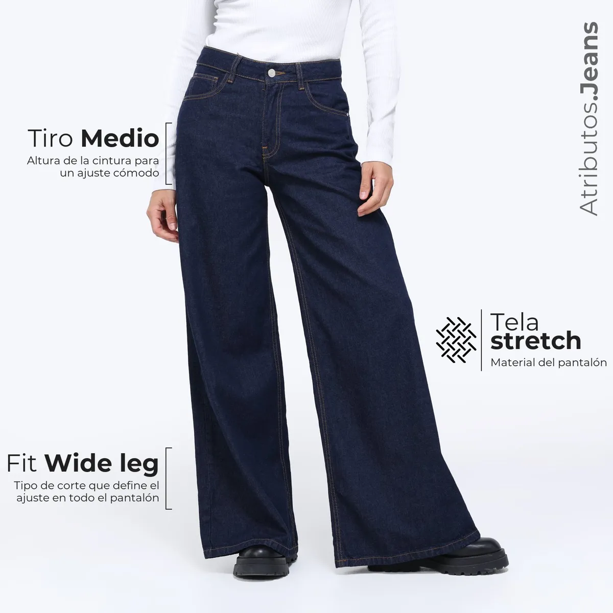 BASEMENT - Jean Wide leg Mujer Tiro medio Basement