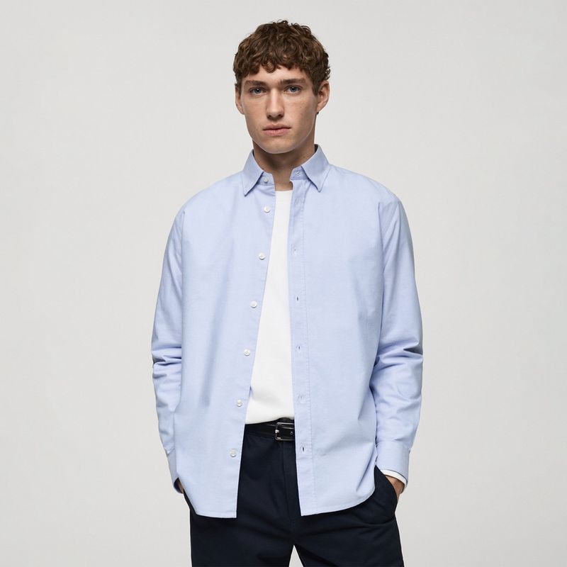 MANGO - Camisa Hombre Manga larga de Algodón Mango