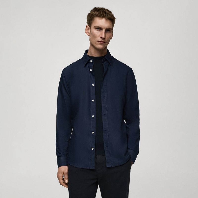 MANGO - Camisa Hombre Manga larga de Algodón Mango