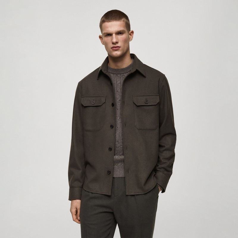 MANGO - Camisa Hombre Manga larga de Lana Mango