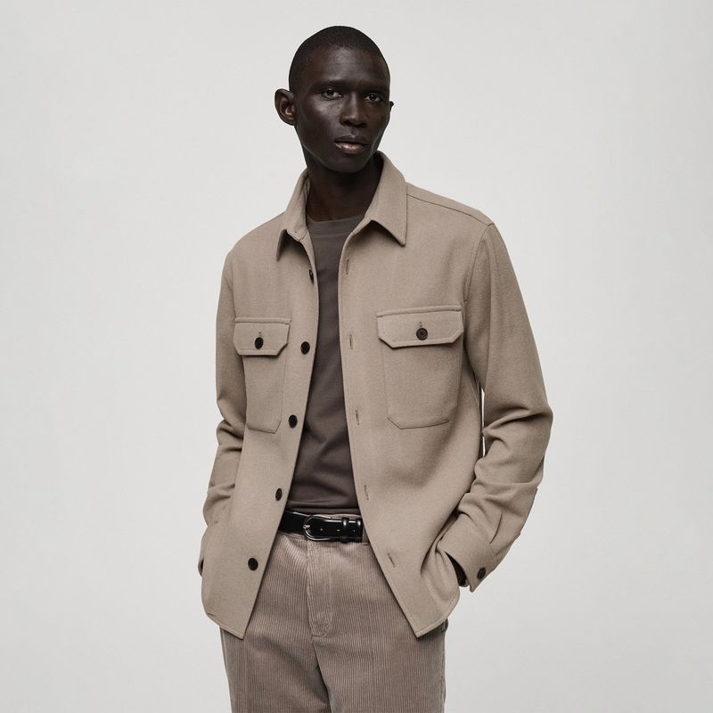 MANGO - Camisa Hombre Manga larga de Lana Mango